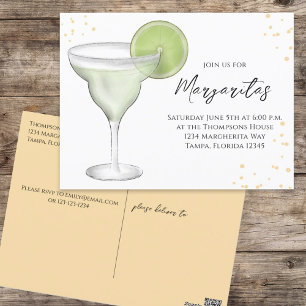 Whimsique Watercolor Margarita Lime Calligraphy Vykort