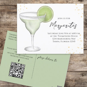 Whimsique Watercolor Margarita QR-kod Facebook Vykort