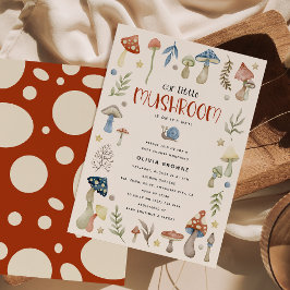 Whimsique Watercolor Mushroom Baby Shower Inbjudningar