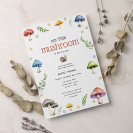 Whimsique Watercolor Mushroom Baby Shower Inbjudningar