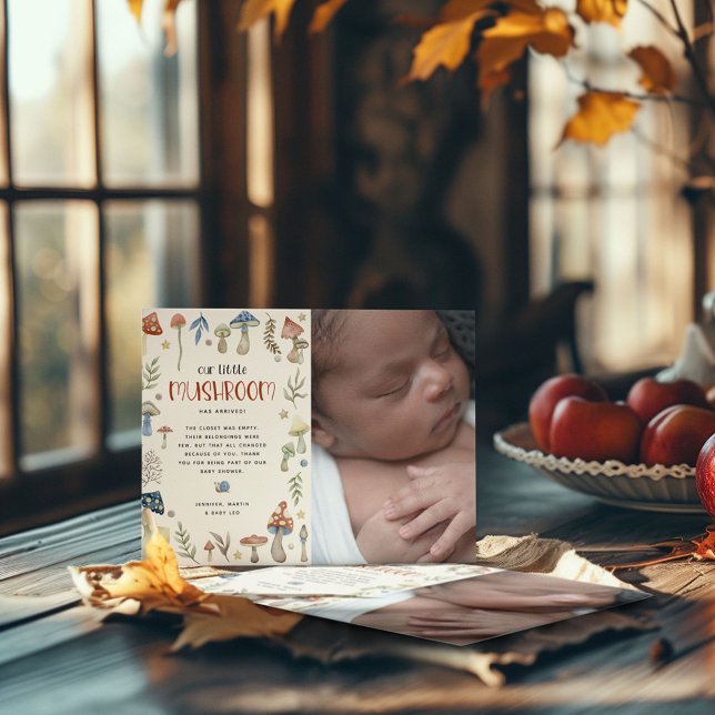 Whimsique Watercolor Mushroom Baby Shower Tack Kort (Skapare uppladdad)