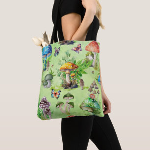 Whimsique Watercolor Mushroom Garden Tygkasse