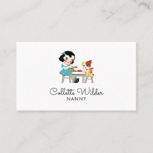 Whimsique Watercolor Nanny Child Hund Visitkort