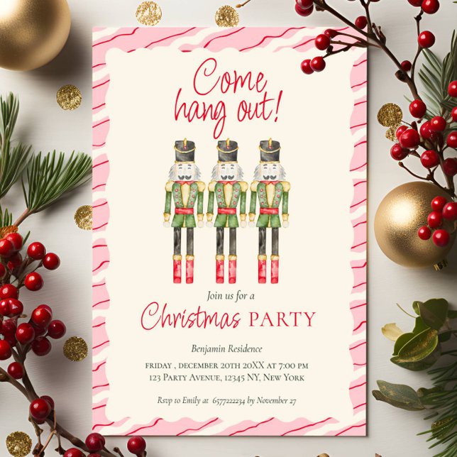 Whimsique Watercolor Nutcrackers jul Party Julkort (Skapare uppladdad)