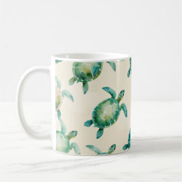 Whimsique Watercolor Sea Turtle Mönster Kaffemugg