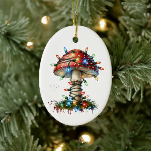 Whimsique Watercolor Vintage Mushroom jul Julgransprydnad Keramik