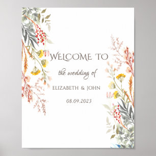 Whimsique Watercolor Wildblomma Torkad Poster