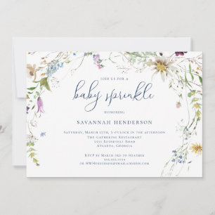 Whimsique Watercolor Wildblomme Baby Sprinkle Inbjudningar