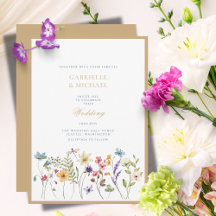 Whimsique Watercolor Wildblommor Guld Bröllop