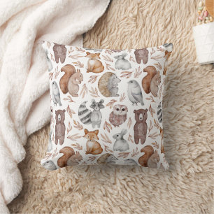 Whimsique Watercolor Woodland Animals Mönster Kudde