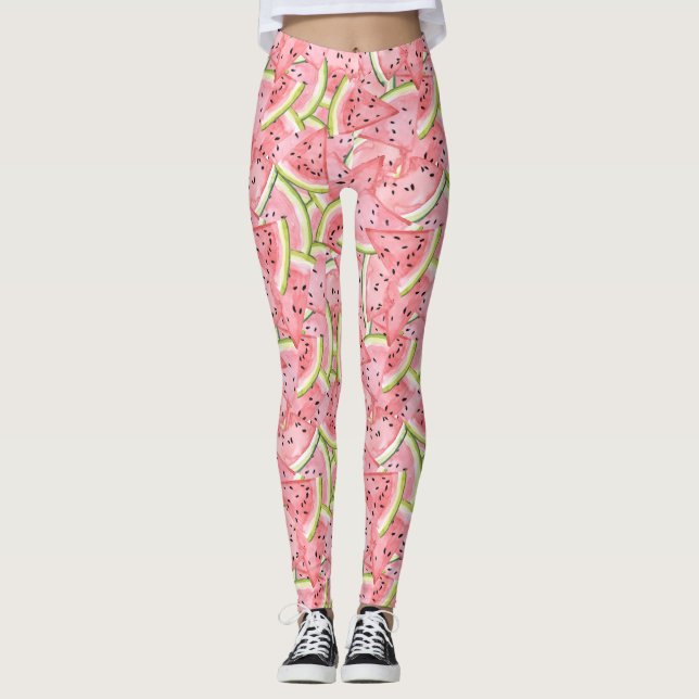 Whimsique Watermelon Mönster Leggings (Framsida)