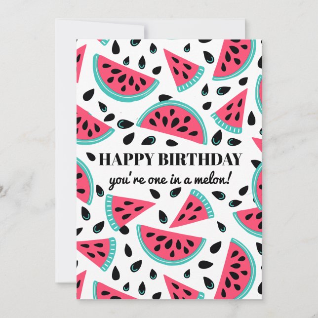 Whimsique Watermelon One på Melon Birthday Kort (Framsida)