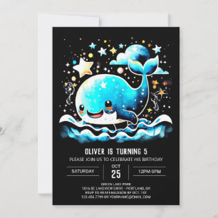 Whimsique Whale Vinkar Birthday Inbjudningar