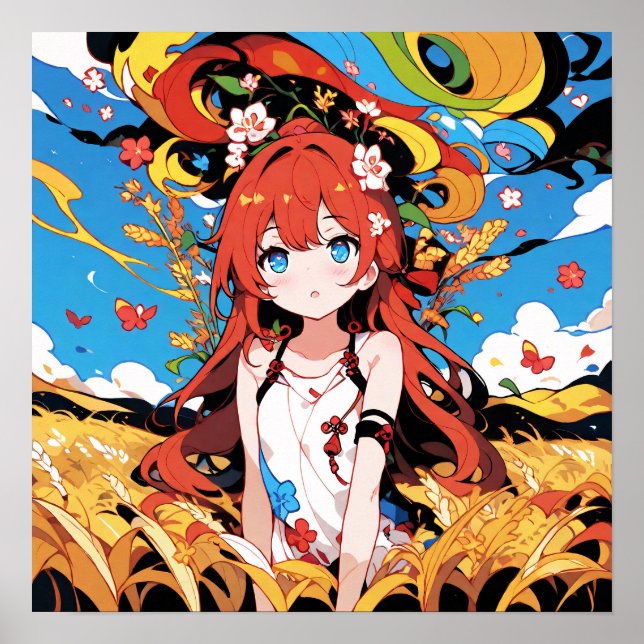 Whimsique Wheat Fält Girl Poster (Framsidan)