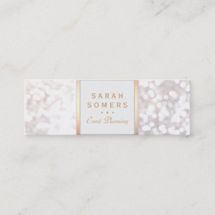 Whimsique White Glitter Bokeh Elegant Guld Ram Mini Visitkort