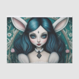 Whimsique White Rabbit Girl Alice Decoupage Papper