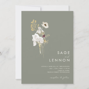 Whimsique WildblomBouquet Sage Grönt allt i ett Inbjudningar