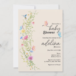 Whimsique WildblomButterfly Garden Baby Shower Inbjudningar