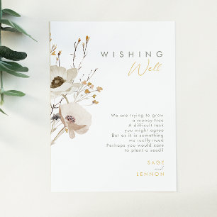 Whimsique Wildblomma Bröllop Wishing-brunnskort Tilläggskort