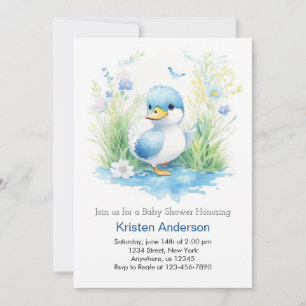 Whimsique Wildblomme Anka Boy Baby Shower Inbjudningar