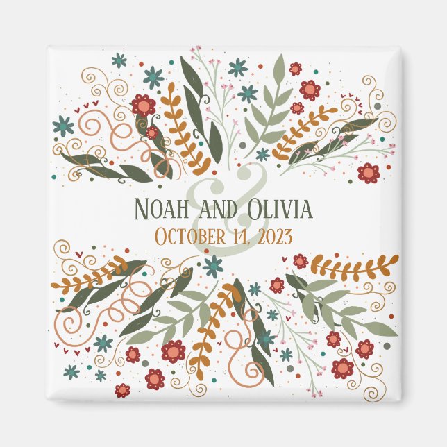 Whimsique Wildblommes Blommigt Elegant Inspirief Magnet (Framsidan)