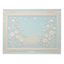 Whimsique Wildbloms Evening Teal Prism Monogram Anteckningsblock