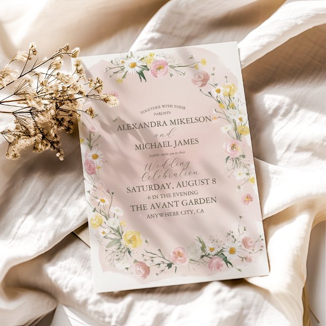 Whimsique Wildbloms Meadow Bröllop Inbjudningar (Skapare uppladdad)