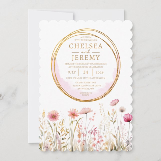 Whimsique Wildbloms Watercolor Design Bröllop (Framsida)
