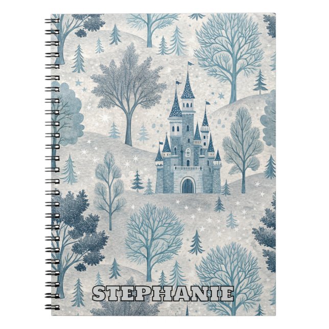 Whimsique Winter Castle Ligcape in Blue & Grått Anteckningsbok (Framsidan)