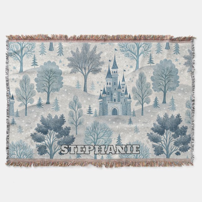 Whimsique Winter Castle Ligcape in Blue & Grått Filt (Framsidan)