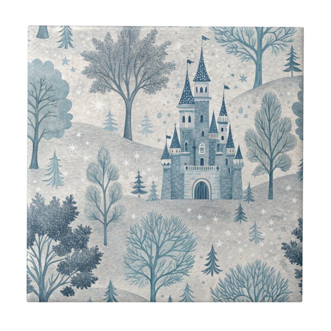 Whimsique Winter Castle Ligcape in Blue & Grått Kakelplatta (Framsidan)