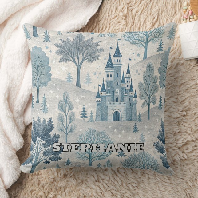 Whimsique Winter Castle Ligcape in Blue & Grått Kudde (Filt)