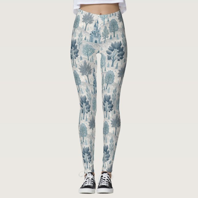 Whimsique Winter Castle Ligcape in Blue & Grått Leggings (Framsida)