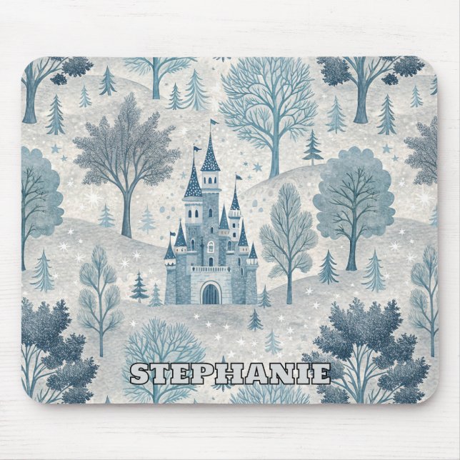 Whimsique Winter Castle Ligcape in Blue & Grått Musmatta (Framsidan)