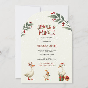 Whimsique Winter Goose jul Jingle Party Inbjudningar