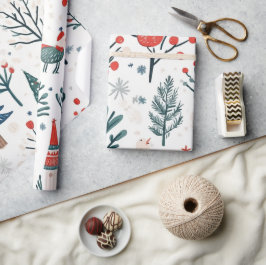 Whimsique Winter-julen Mönster Presentpapper