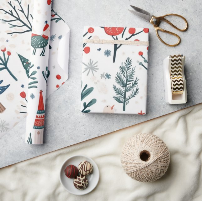 Whimsique Winter-julen Mönster Presentpapper (Hantverk)
