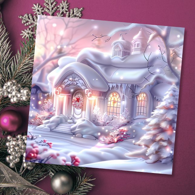 Whimsique Winter Wonderland House jul Julkort (Skapare uppladdad)