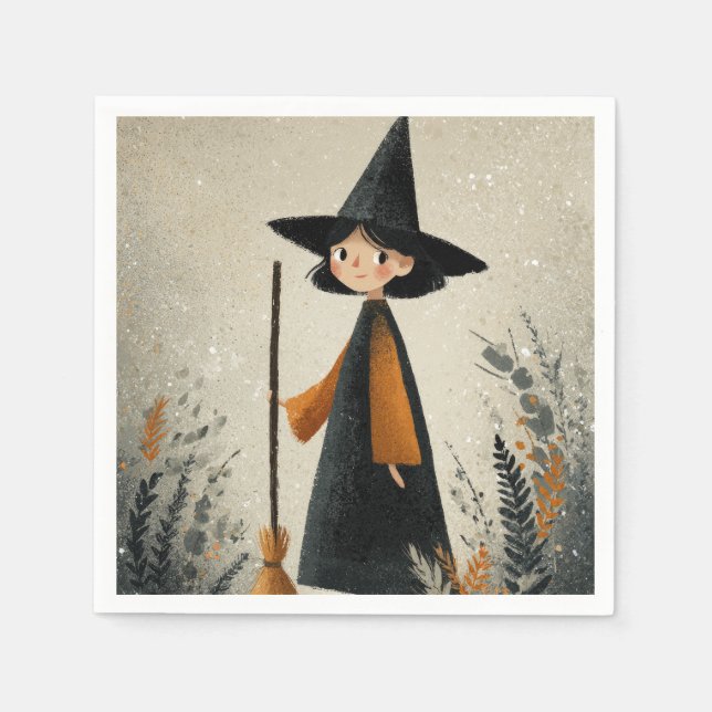 Whimsique Witch Watercolor Halloween Pappersservett (Framsidan)