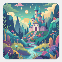 Whimsique Wonderland Fyrkantigt Klistermärke