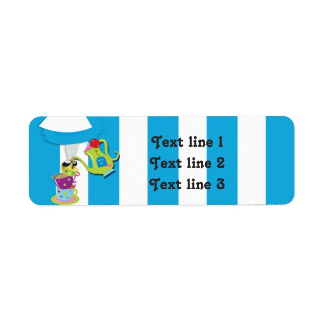 Whimsique Wonderland Tea Kopp Party Adressetikette Returadress Etikett (Framsidan)