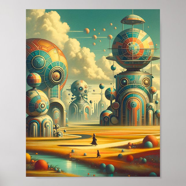 Whimsique Wonderland - Vintage Retro Futurism Poster (Framsidan)