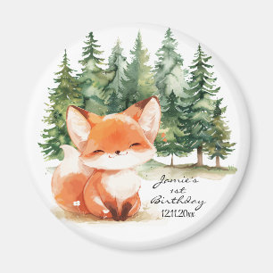 Whimsique Woodland Baby Fox 1:a födelsedag Magnet