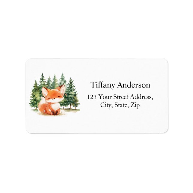 Whimsique Woodland Baby Fox Adress Adressetikett (Framsidan)