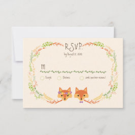 Whimsique Woodland Foxes Bröllop Elfenbenskustens OSA Kort