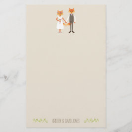 Whimsique Woodland Foxes Bröllop Personlig Brevpapper