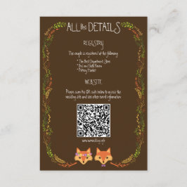 Whimsique Woodland Foxes Rustic Bröllop Tilläggskort