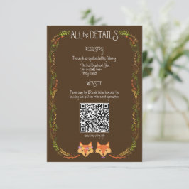 Whimsique Woodland Foxes Rustic Bröllop Tilläggskort