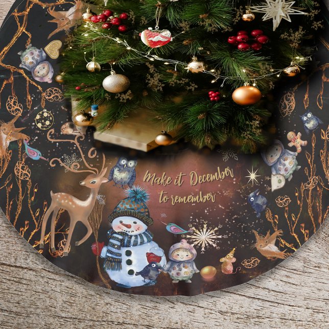 Whimsique Woodland Friends Julgran Skirt Julgransmatta Borstad Polyester (Whimsical Woodland Friends Christmas Tree Skirt)
