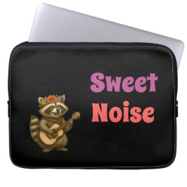 Whimsique Woodland Raccoon - Blommigt Music Design Laptop Fodral